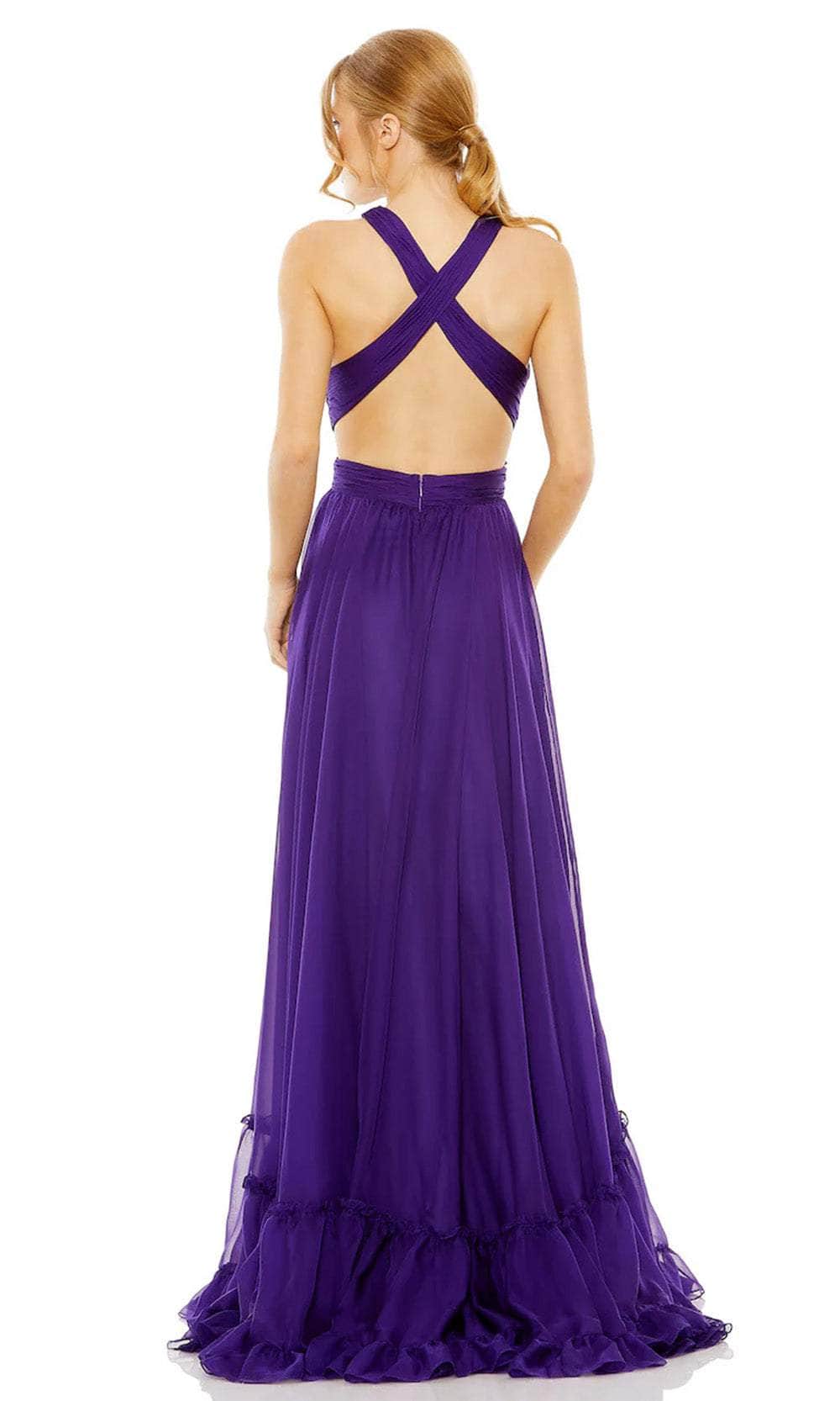 Gowns Evening Dresses/ Sleeveless A-Line Sleeveless Pleated Halter Neck Open Back Ruffle Hem Prom Dress/ Evening Dresses/ Formal Women's Dresses/ Prom Dress Shops